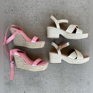 Fashion Nova Bamboo Wedges and Old Navy Espadrille Cross Strap Platforms